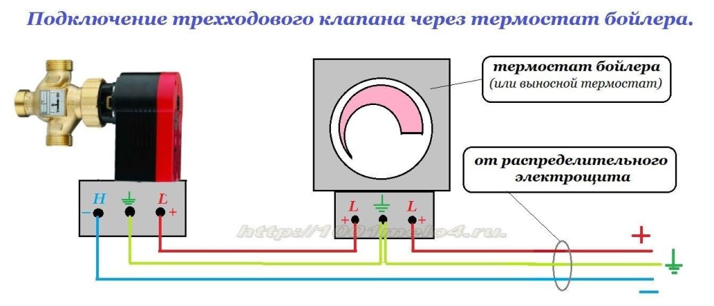 Схема подключения трехходового клапана через термостат бойлера